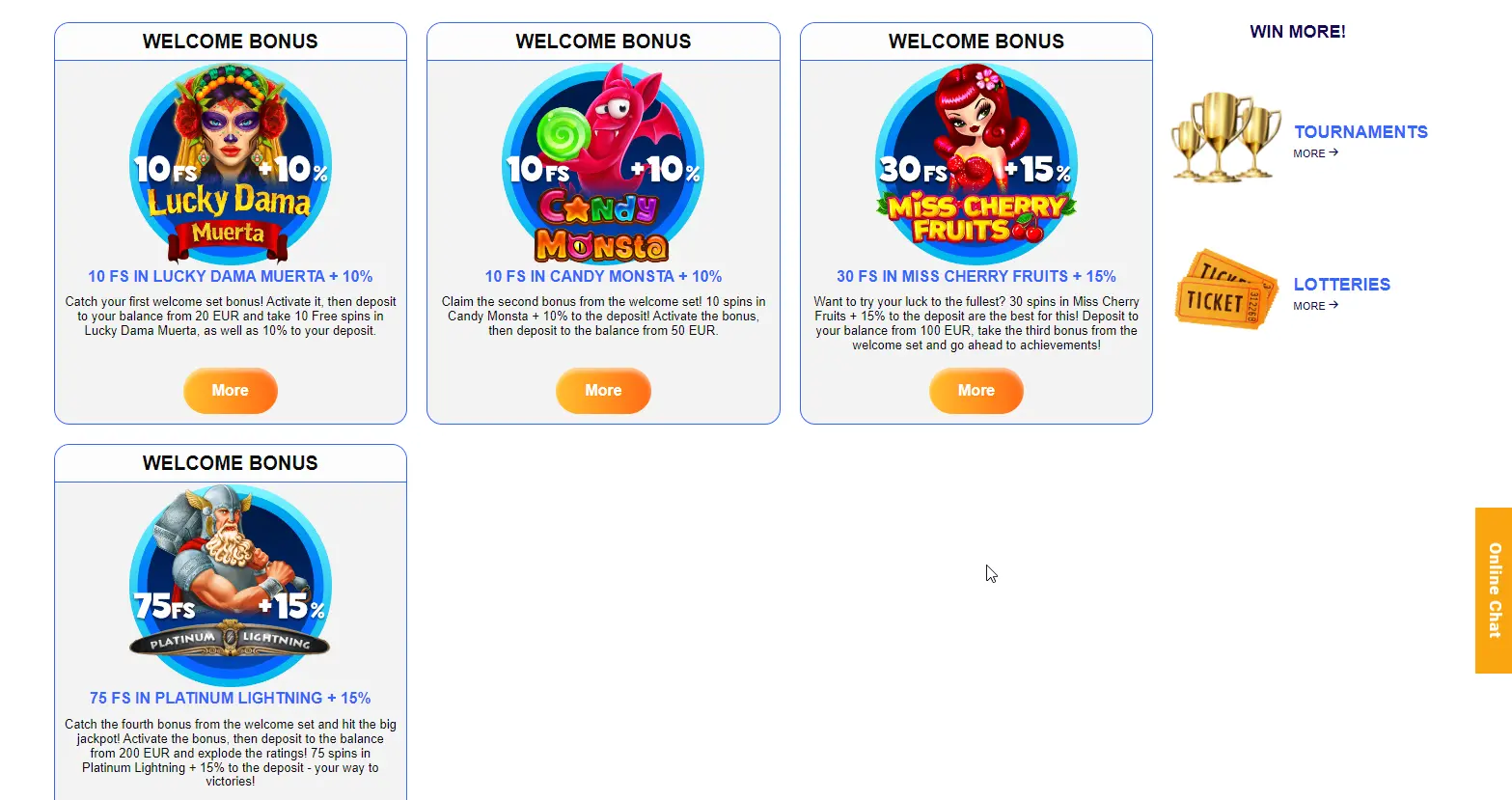 Sweety Win no deposit bonus.